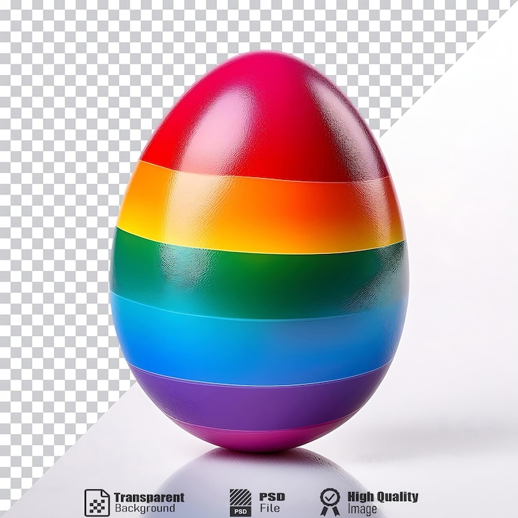 PSD красочное пасхальное яйцо с радужными полосами