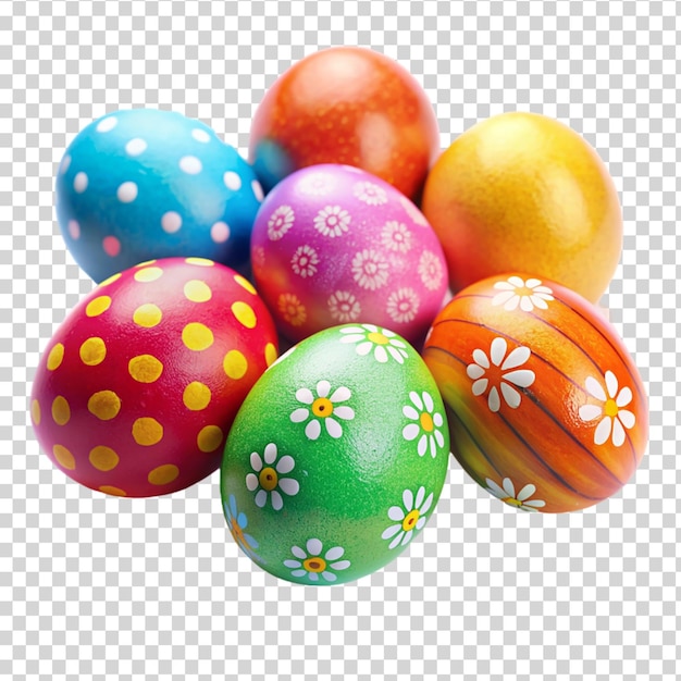 PSD caramelle colorate con uova di pasqua isolate su uno sfondo trasparente