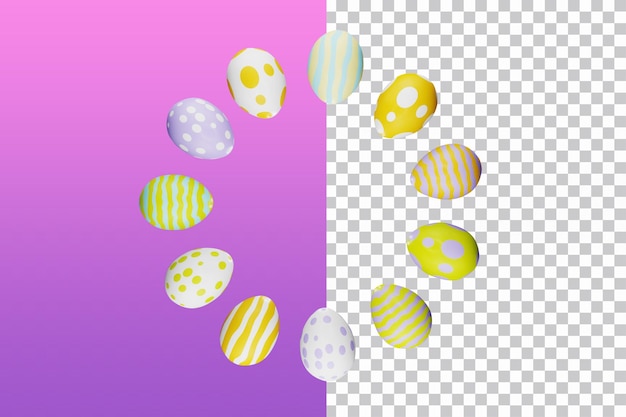 Colorful Easter eggs circle without background