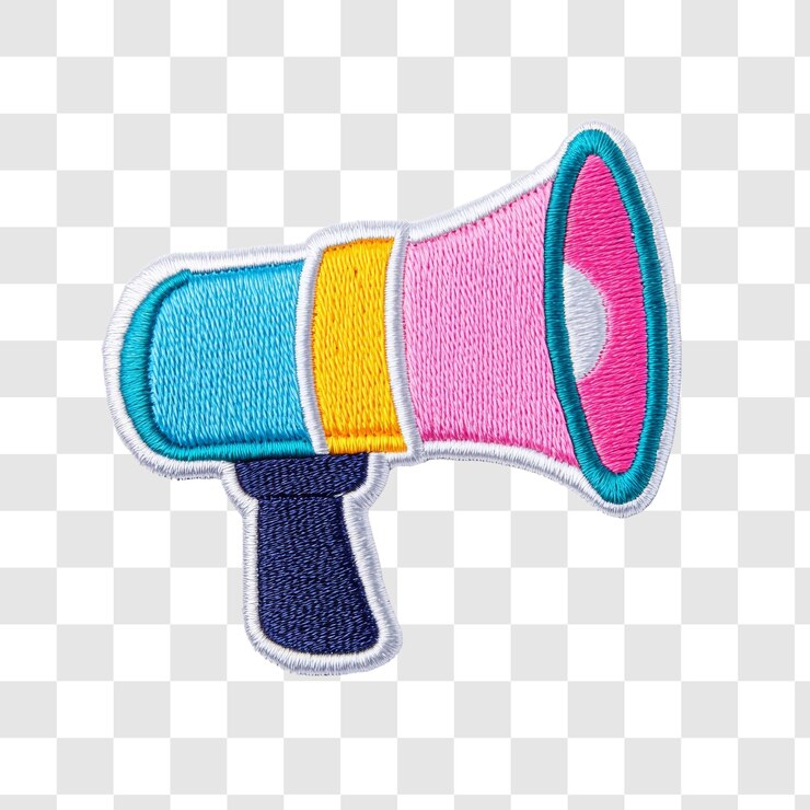 PSD colorful embroidered megaphone design patch