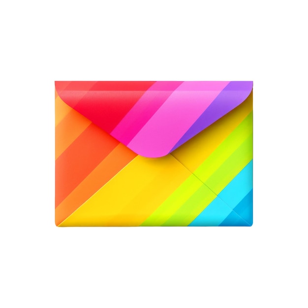 A colorful envelope with multicolored stripes on it