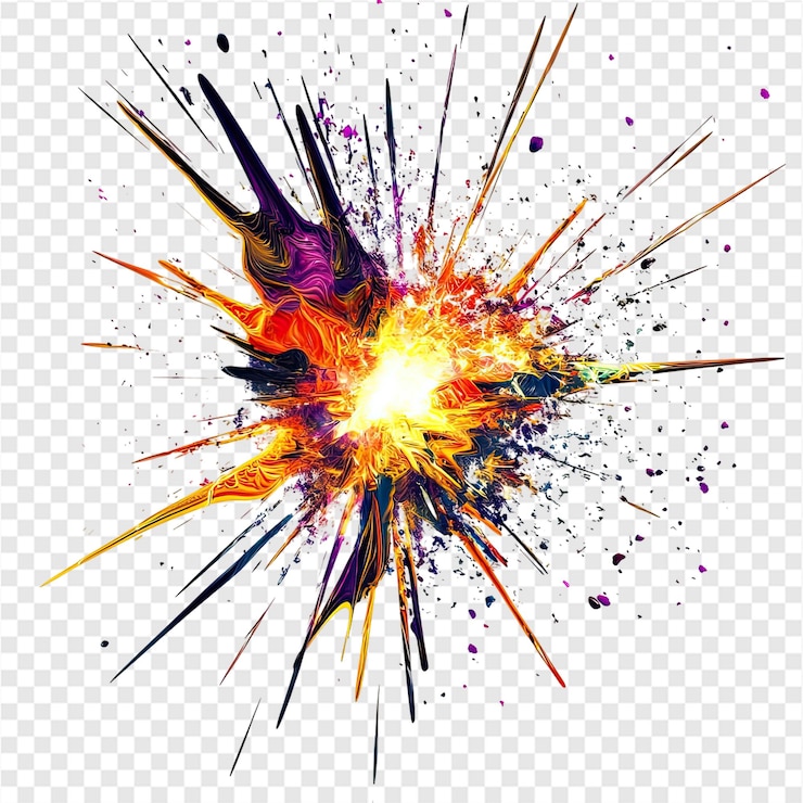 PSD colorful explosion effect isolated on transparent background