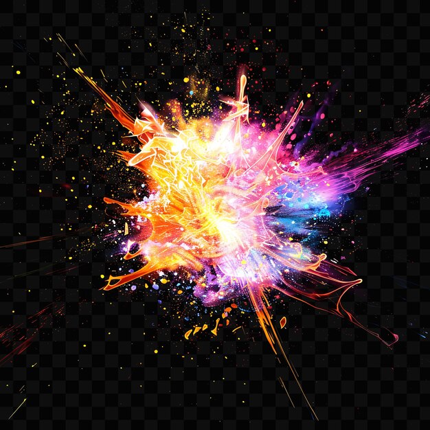 PSD a colorful explosion of fire and firework is shown with a black background