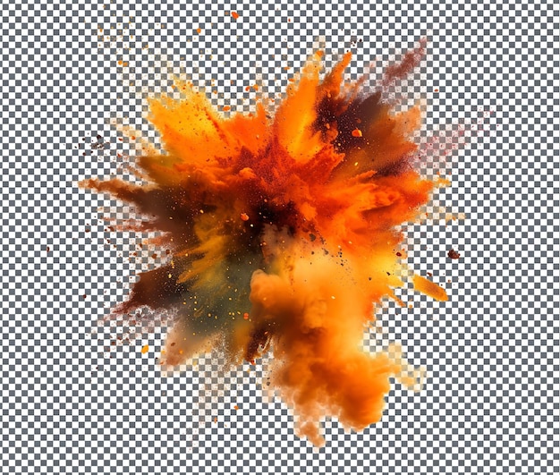 Colorful explosion at night isolated on transparent background