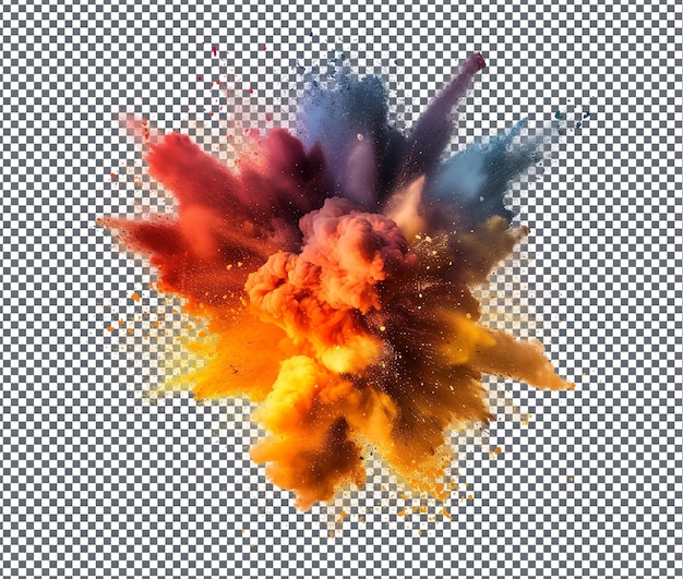 Colorful explosion at night isolated on transparent background