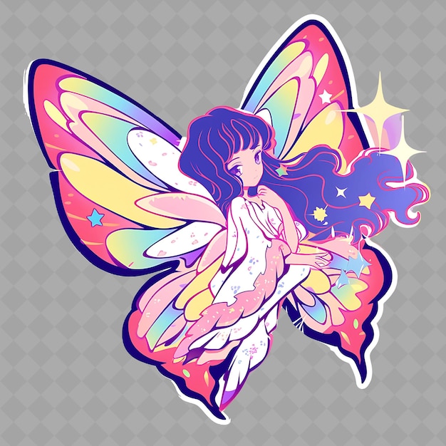 PSD una fata colorata con una farfalla sulla schiena