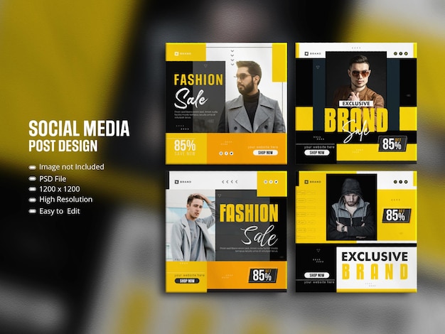 Colorful fashion sale square social media sale banner for instagram story collection