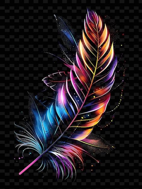 PSD a colorful feather with the word peacock on it