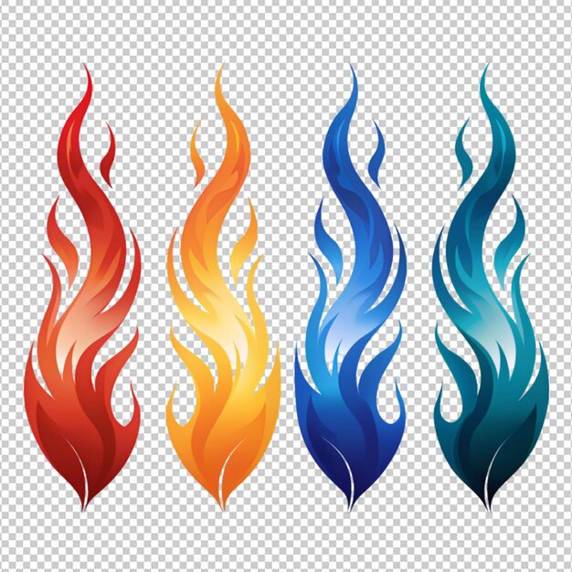 Colorful fire icon on transparent background