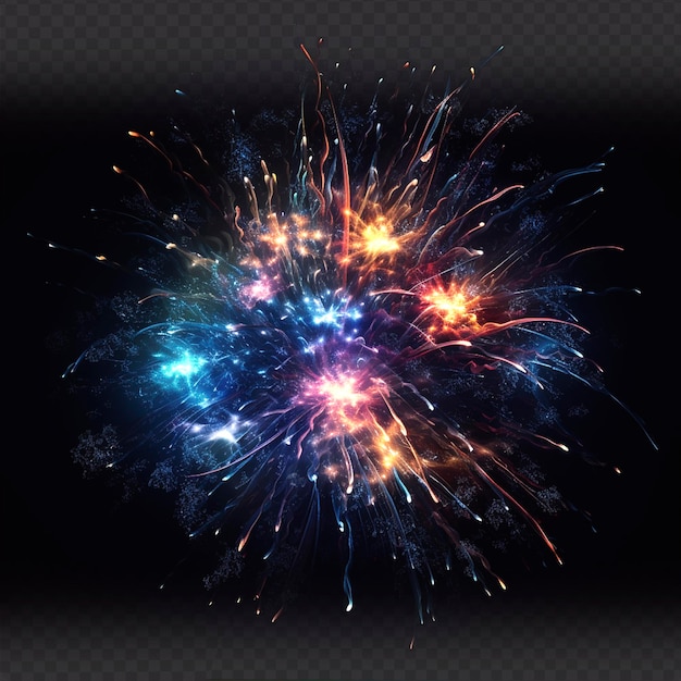 PSD colorful fireworks in isolated background