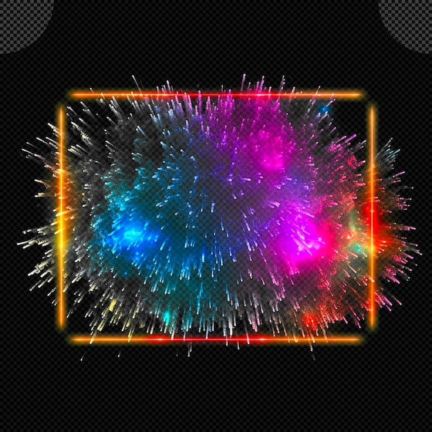 Colorful fireworks neon technology frame light effect