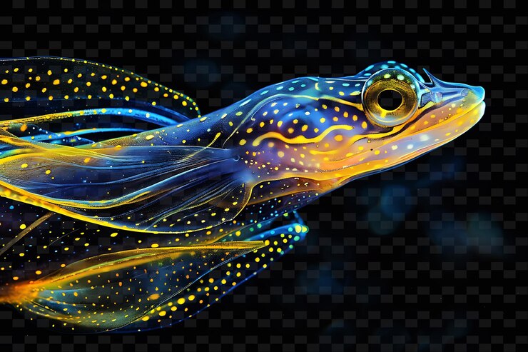 PSD 一隻彩色魚,魚的黃色和藍色
