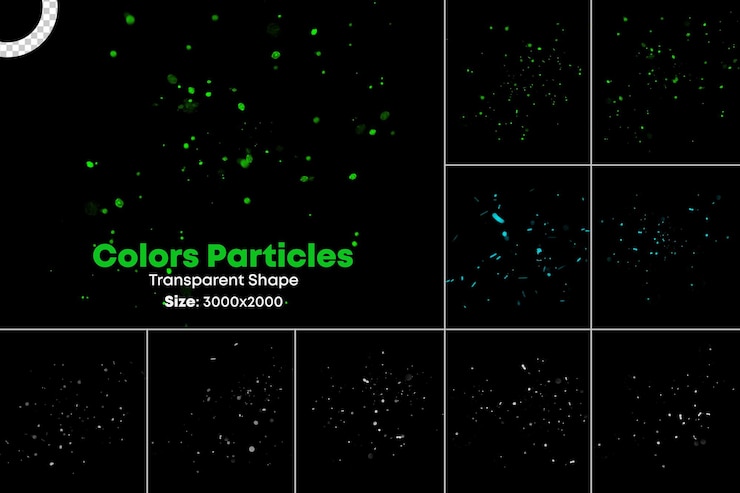 PSD colorful flame and particles dust set