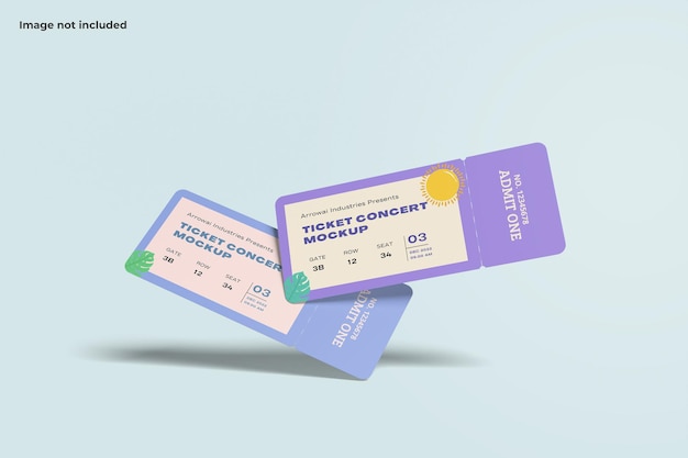 Colorful Floating Concert Ticket Mockup
