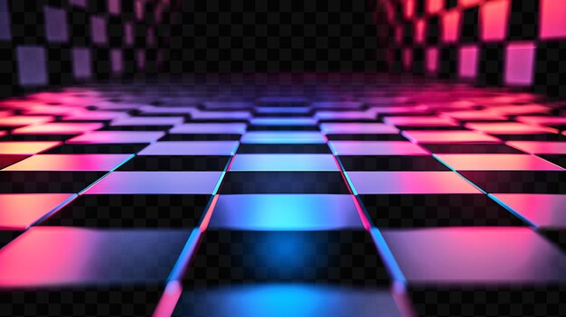 A colorful floor with lights and a pattern of squares