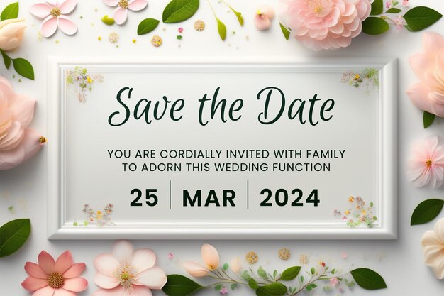 PSD colorful floral frame savethedate invitation for summer weddingvintage laceedged wedding invitation