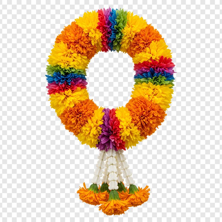 PSD colorful floral garland for decoration and celebration