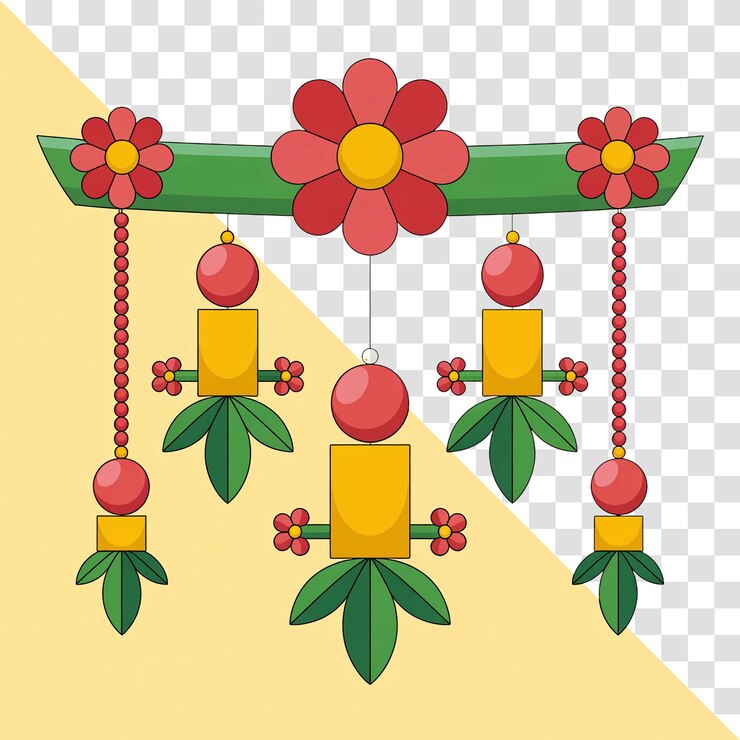 PSD colorful floral garland for festive decorations
