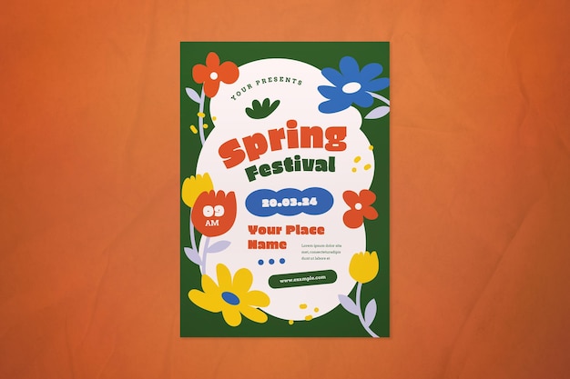 PSD colorful floral spring festival flyer