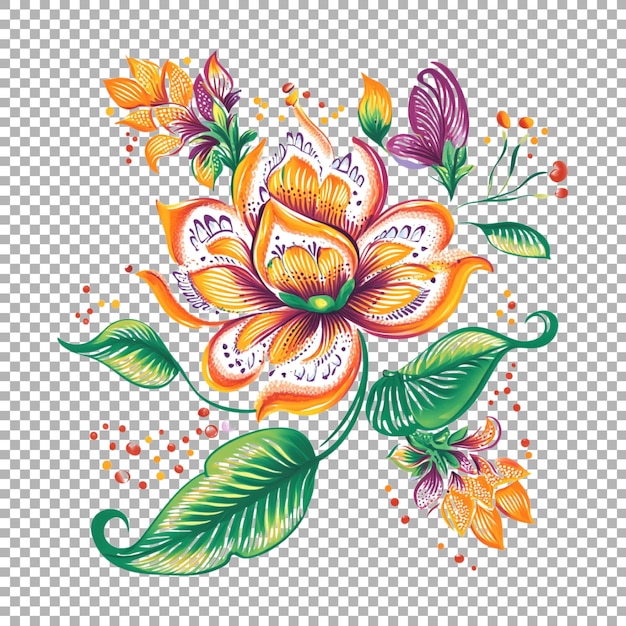 Colorful Flower Border on Transparent Background Ai Generated