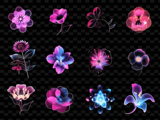 PSD a colorful flower design with different colors and a black background