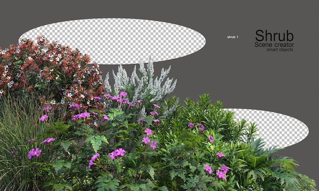 PSD colorful flower gardens and shrubs