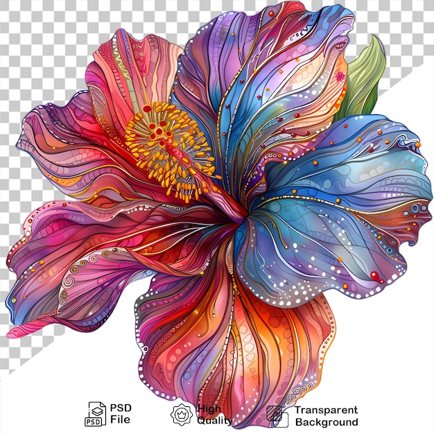 PSD colorful flower illustration isolated on transparent background include png file