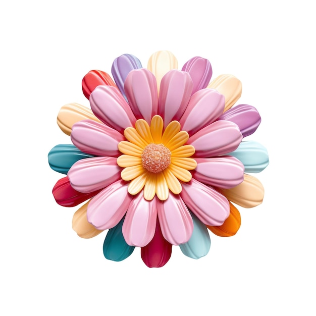 PSD un fiore colorato è mostrato con la parola colori in basso