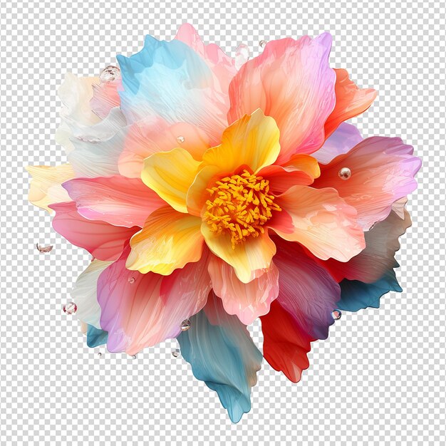 Colorful flower isolated on transparent background png