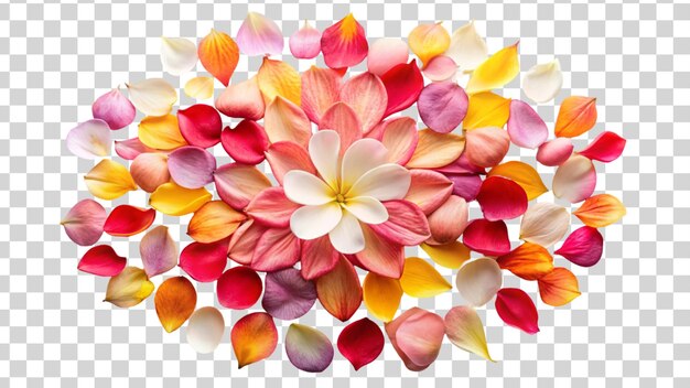 PSD colorful of flower petals isolated on transparent background