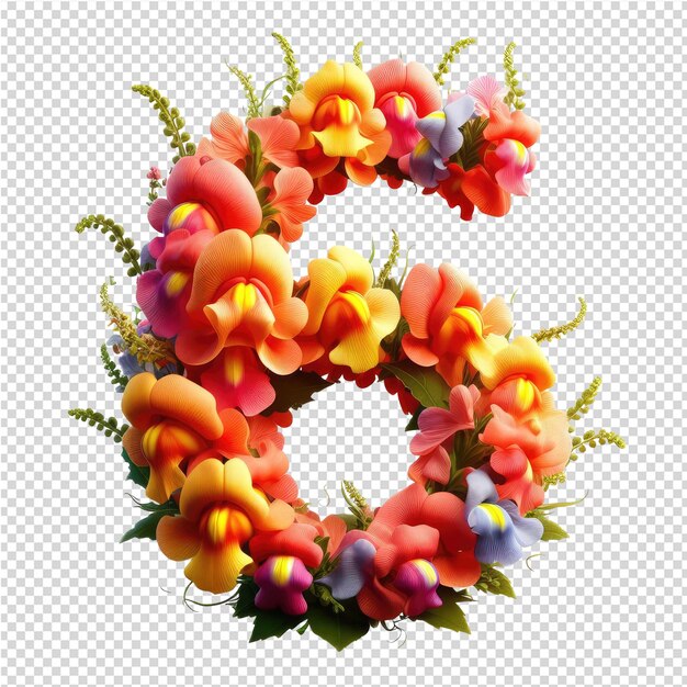 PSD a colorful flower wreath with the letter s on it