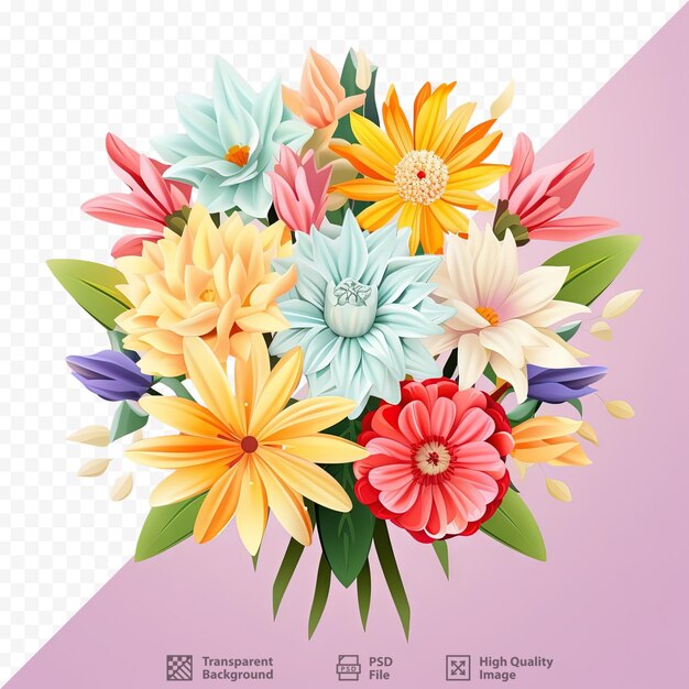 PSD colorful flowers bouquet for various occasions