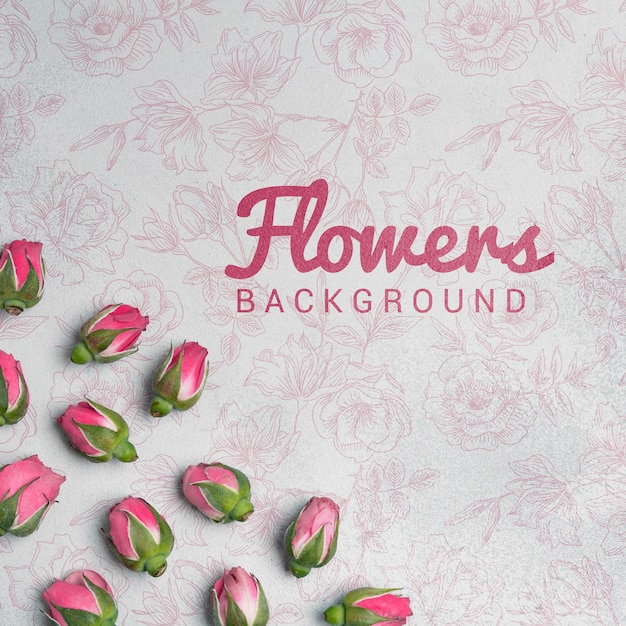 PSD colorful flowers concept mock-up