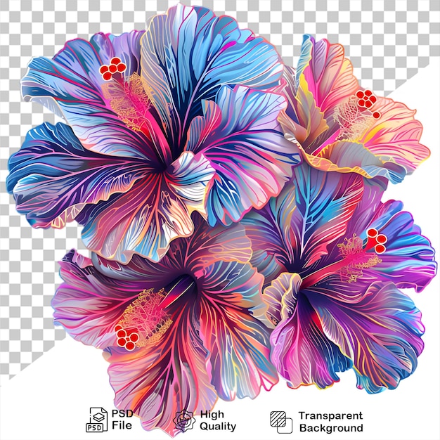 PSD colorful flowers illustration isolated on transparent background include png file