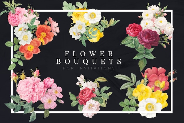 Colorful flowers and roses bouquets collection