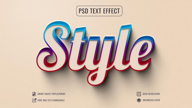 PSD effetto di testo 3d modificabile mockup in stile carattere colorato