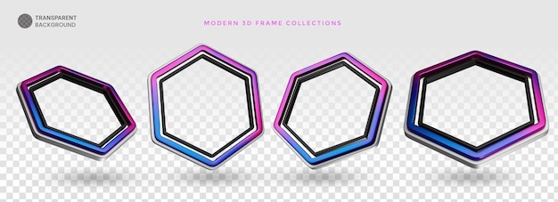 PSD colorful frames collection with gradient colors psd element