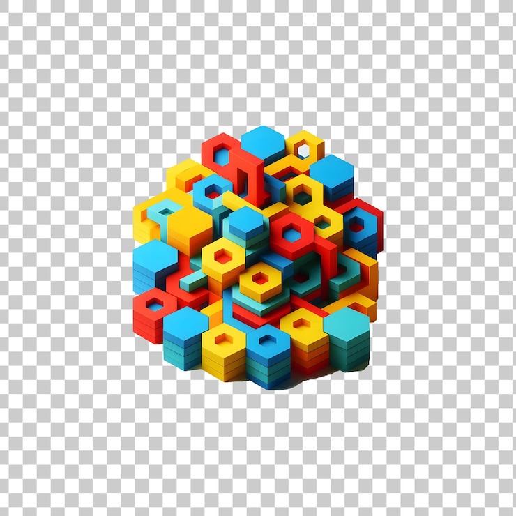 PSD colorful geometric heptagon shapes