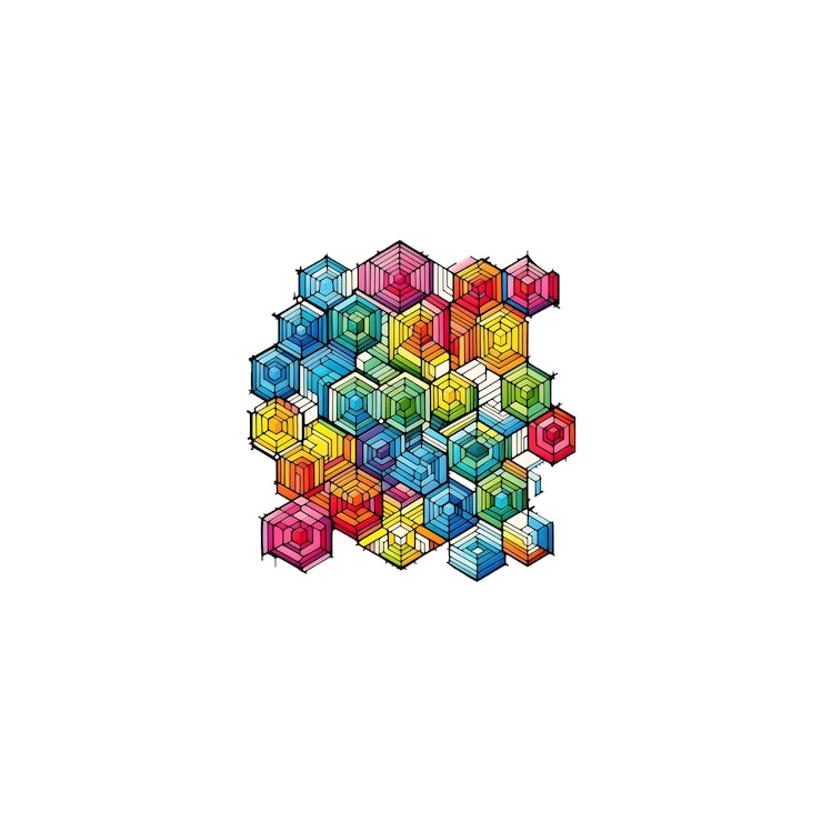 PSD colorful geometric nonagon shapes