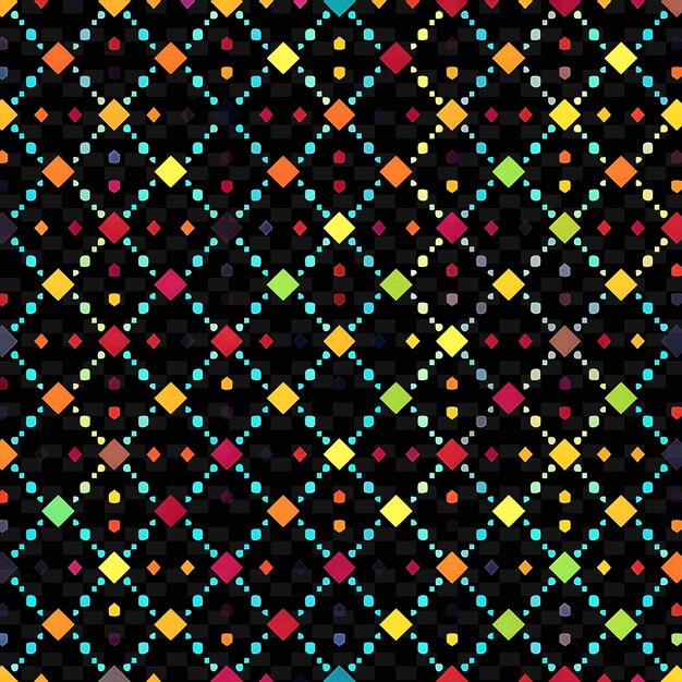 Colorful geometric patterns on a black background