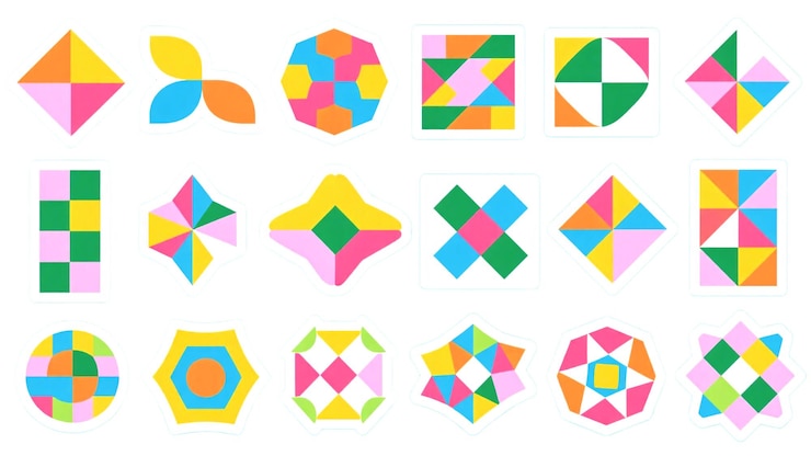 PSD colorful geometric shape compositions