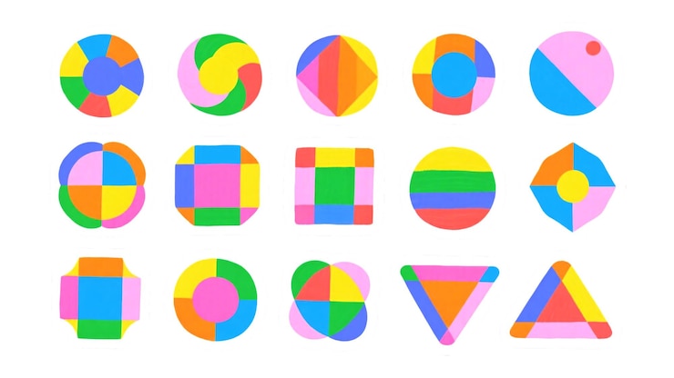 PSD colorful geometric shapes composition