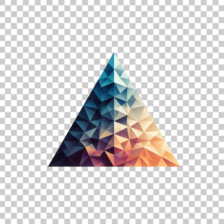 PSD colorful geometric shapes triangle isolated on transparent background