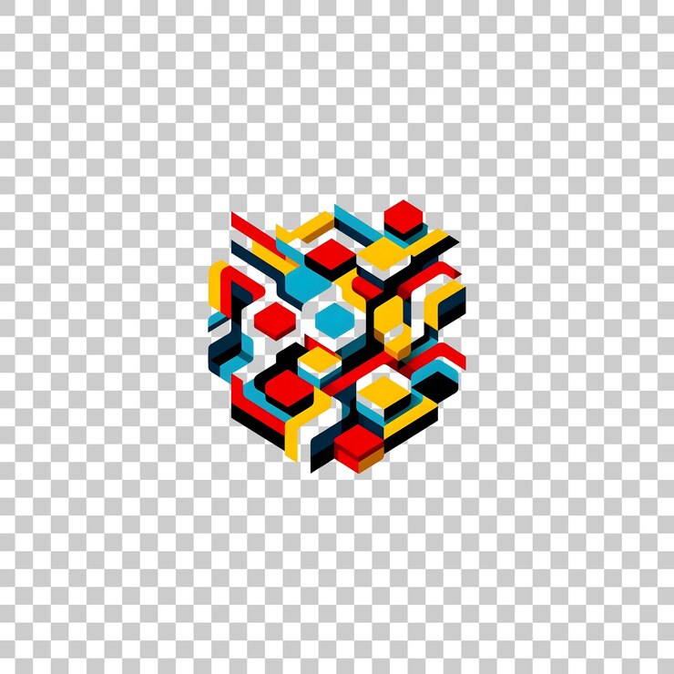 PSD colorful geometric shapes on the white background