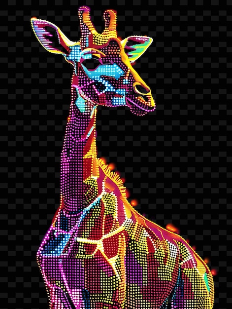 A colorful giraffe with the name giraffe on it