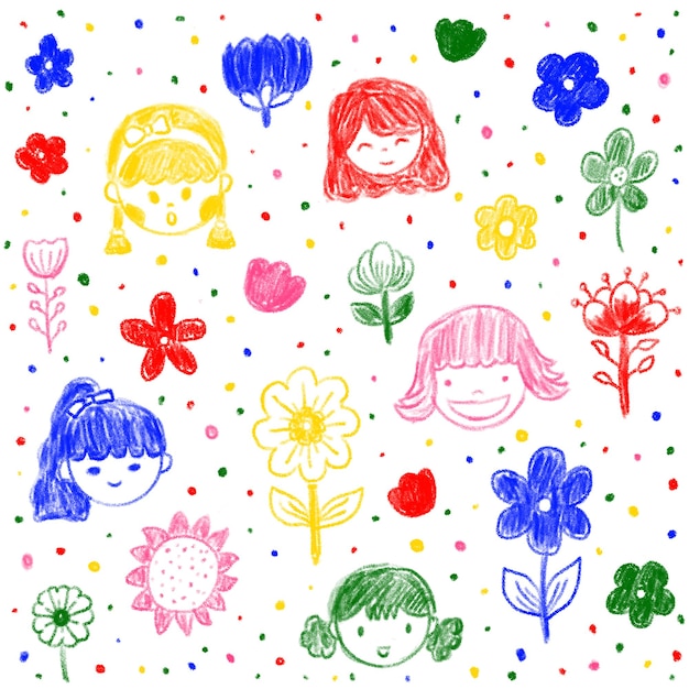 Colorful Girls and Flowers