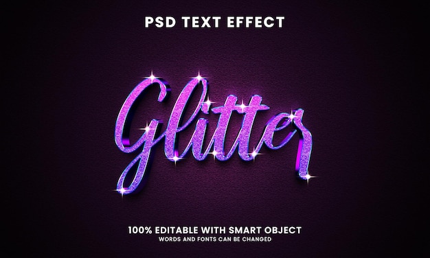 PSD effetto testo in stile 3d glitter colorato