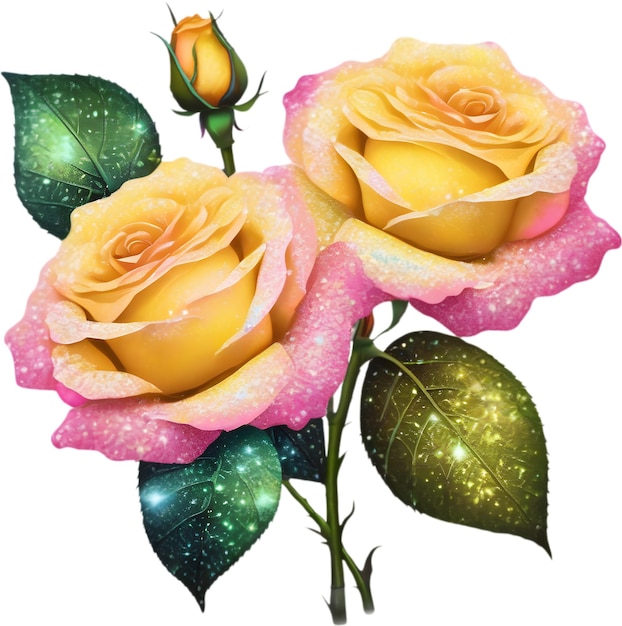 PSD a colorful glitter roses aigenerated