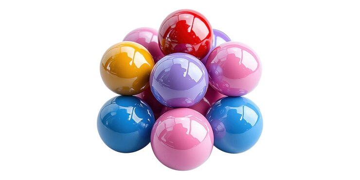 PSD colorful glossy spheres cluster isolated on transparent background