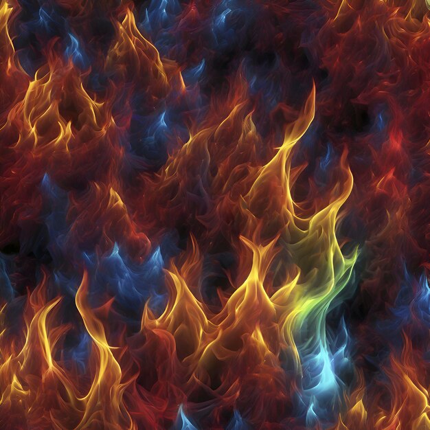 Fuoco luminoso colorato generato dall'ai